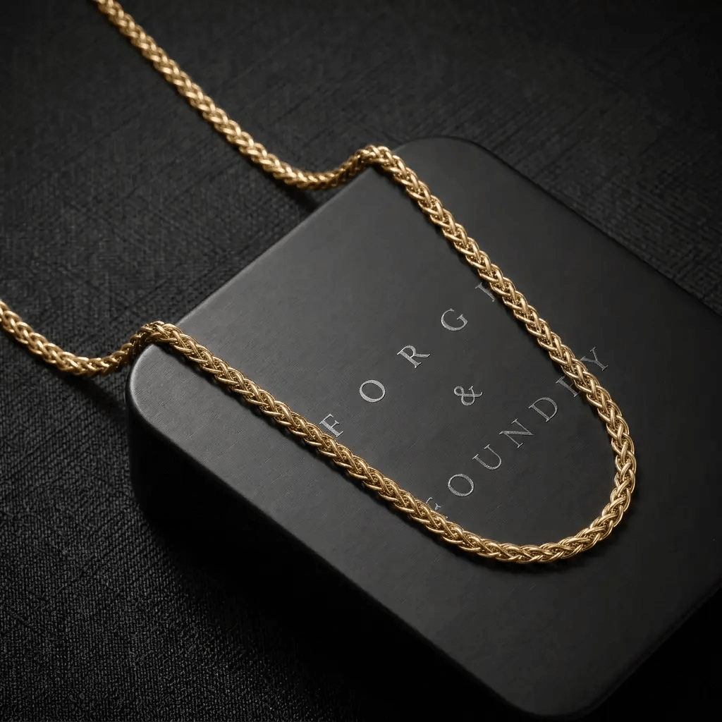 Men's minimalist gold helix chain necklace - Hatton by Forge & Foundry, view 3