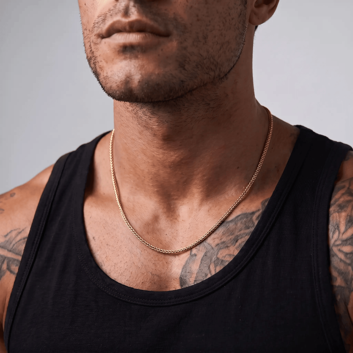 Men's minimalist gold helix chain necklace - Hatton by Forge & Foundry, view 2
