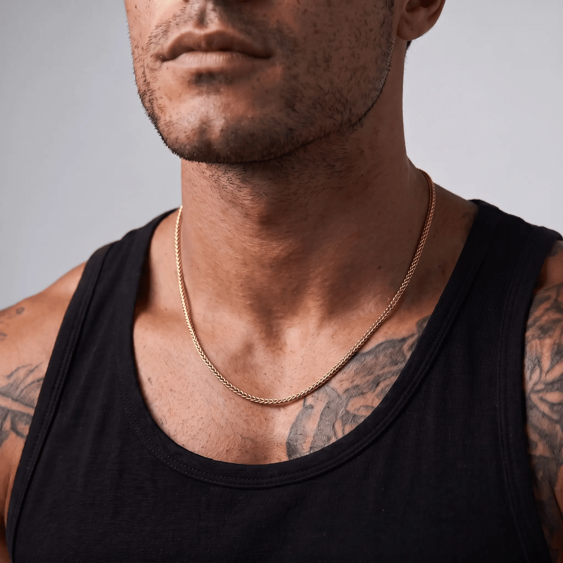 Men's minimalist gold helix chain necklace - Hatton by Forge & Foundry, view 2