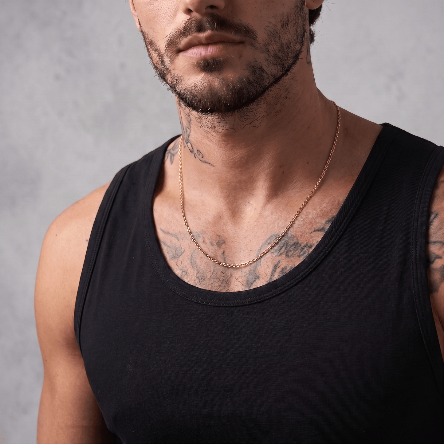 Men's minimalist gold oval chain necklace - Hatton by Forge & Foundry, view 2