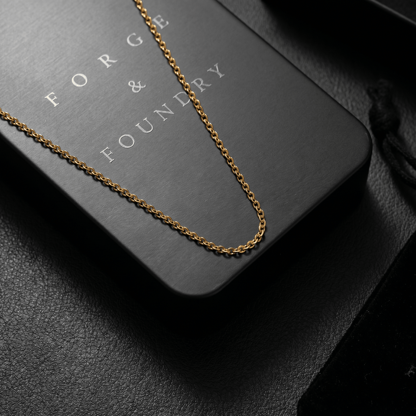 Men's minimalist gold oval chain necklace - Hatton by Forge & Foundry, view 6