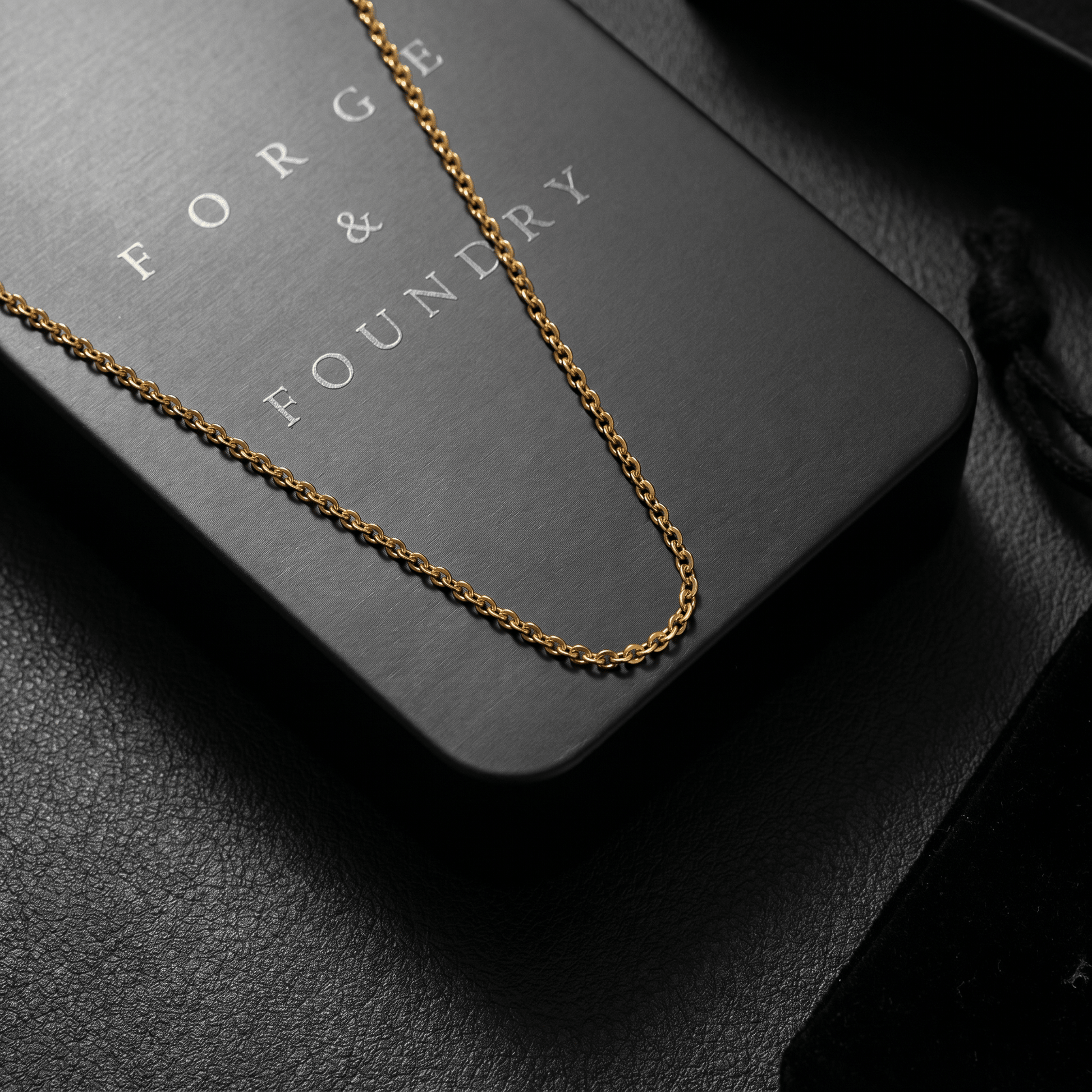 Men's minimalist gold oval chain necklace - Hatton by Forge & Foundry, view 6