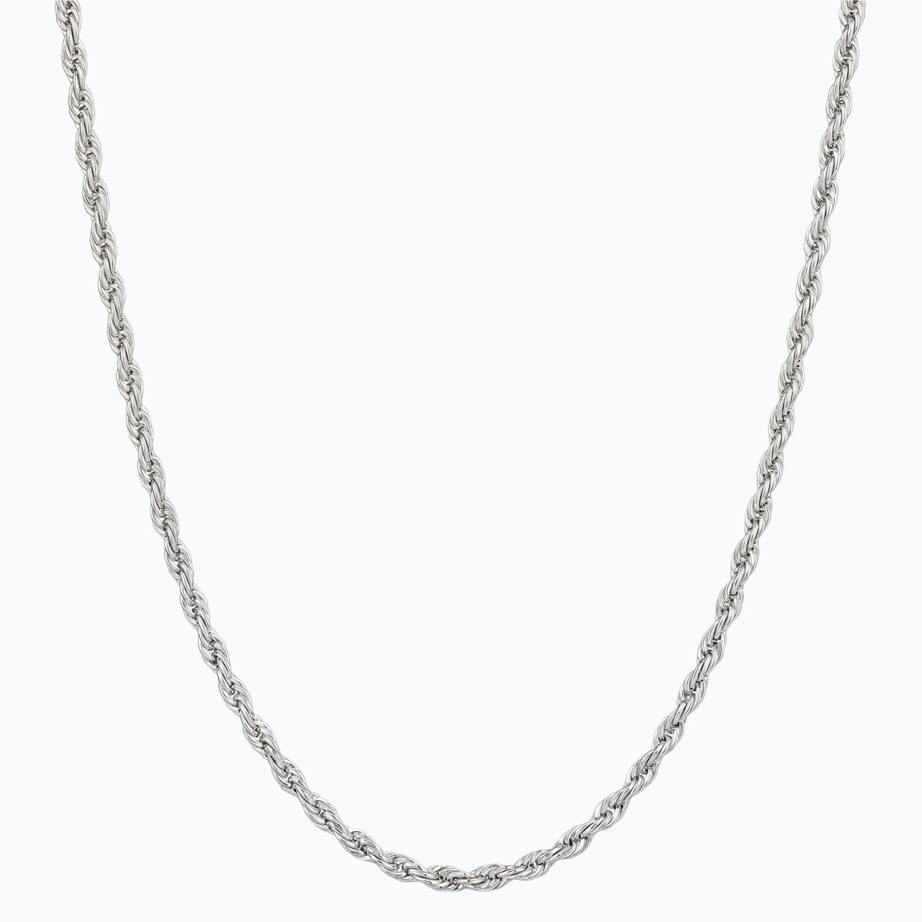 Men's minimalist silver rope chain necklace - Hatton by Forge & Foundry
