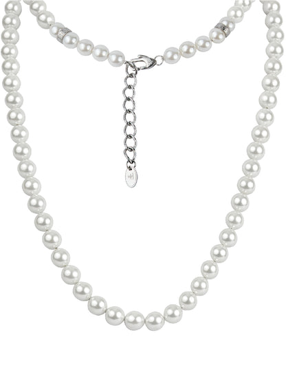8mm Silver Pearl Necklace and Bracelet Collection