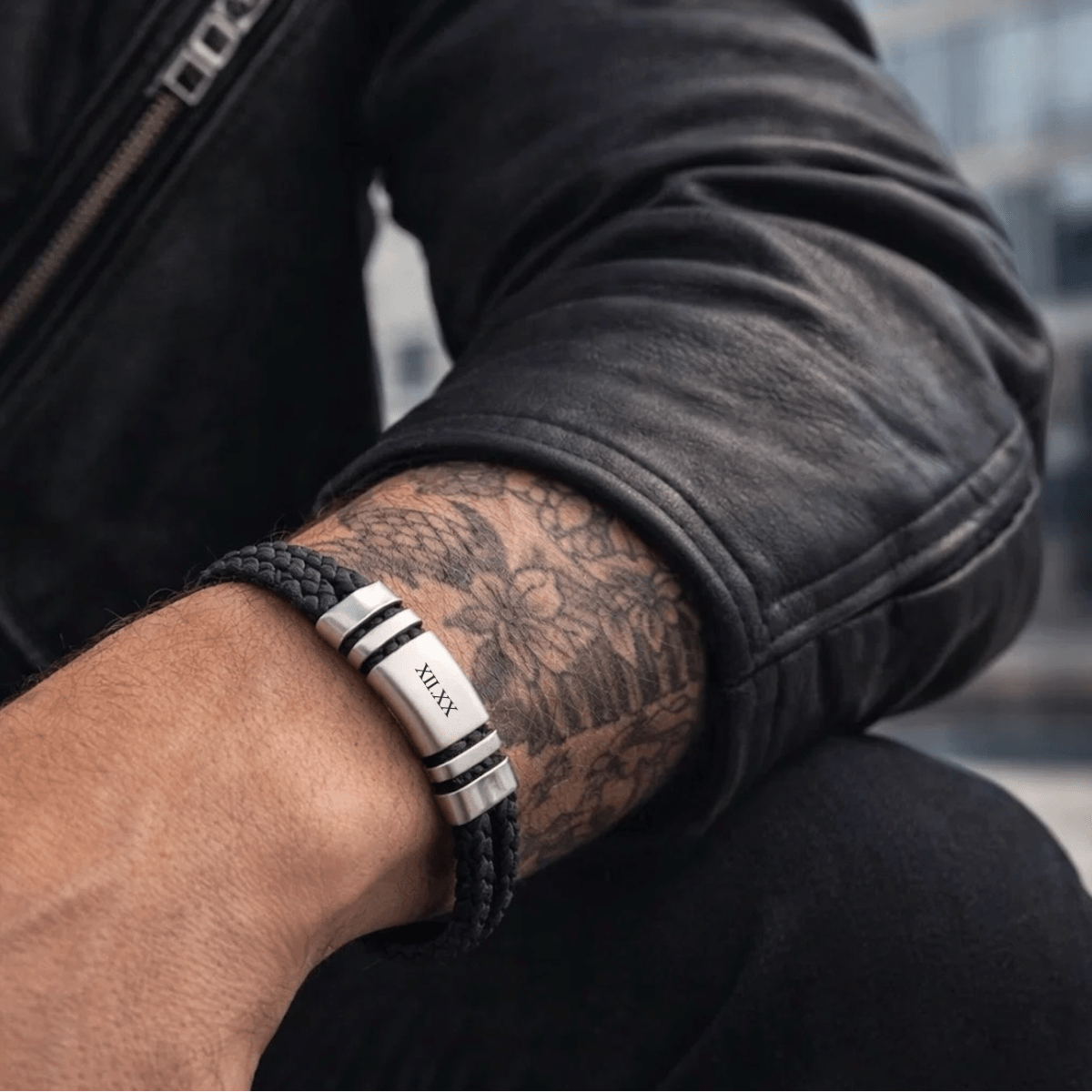 NAVARRO [DOUBLE LEATHER - SILVER - PERSONALIZED] - Forge & FoundrybraceletForge & Foundry