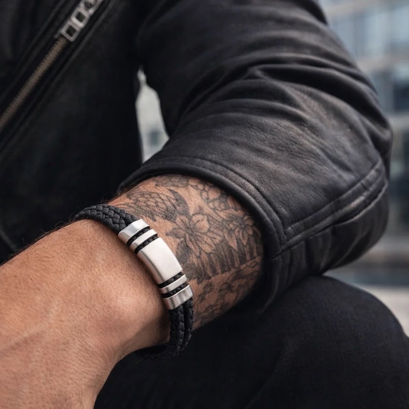 NAVARRO [DOUBLE LEATHER - SILVER] - Forge & FoundrybraceletForge & Foundry