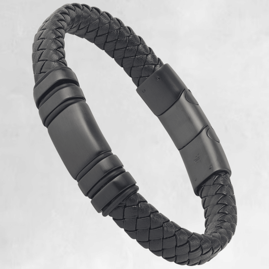 NAVARRO [SINGLE LEATHER - BLACK - PERSONALIZED] - Forge & FoundrybraceletForge & Foundry