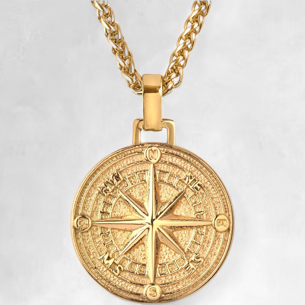 Men's Gold Compass Pendant – Forge & Foundry