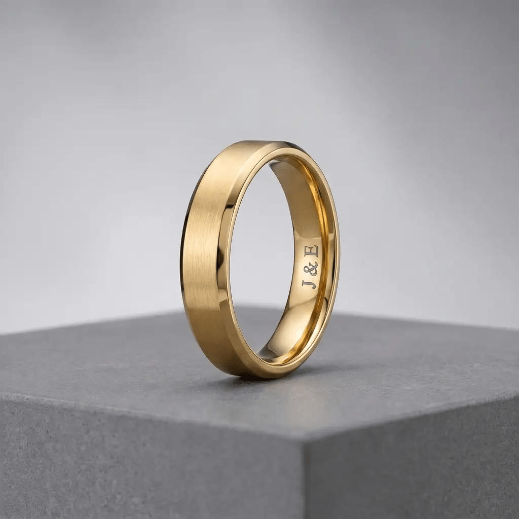 Personalised Men's 5mm Bevelled Titanium Wedding Ring - Forge & FoundryringForge & Foundry