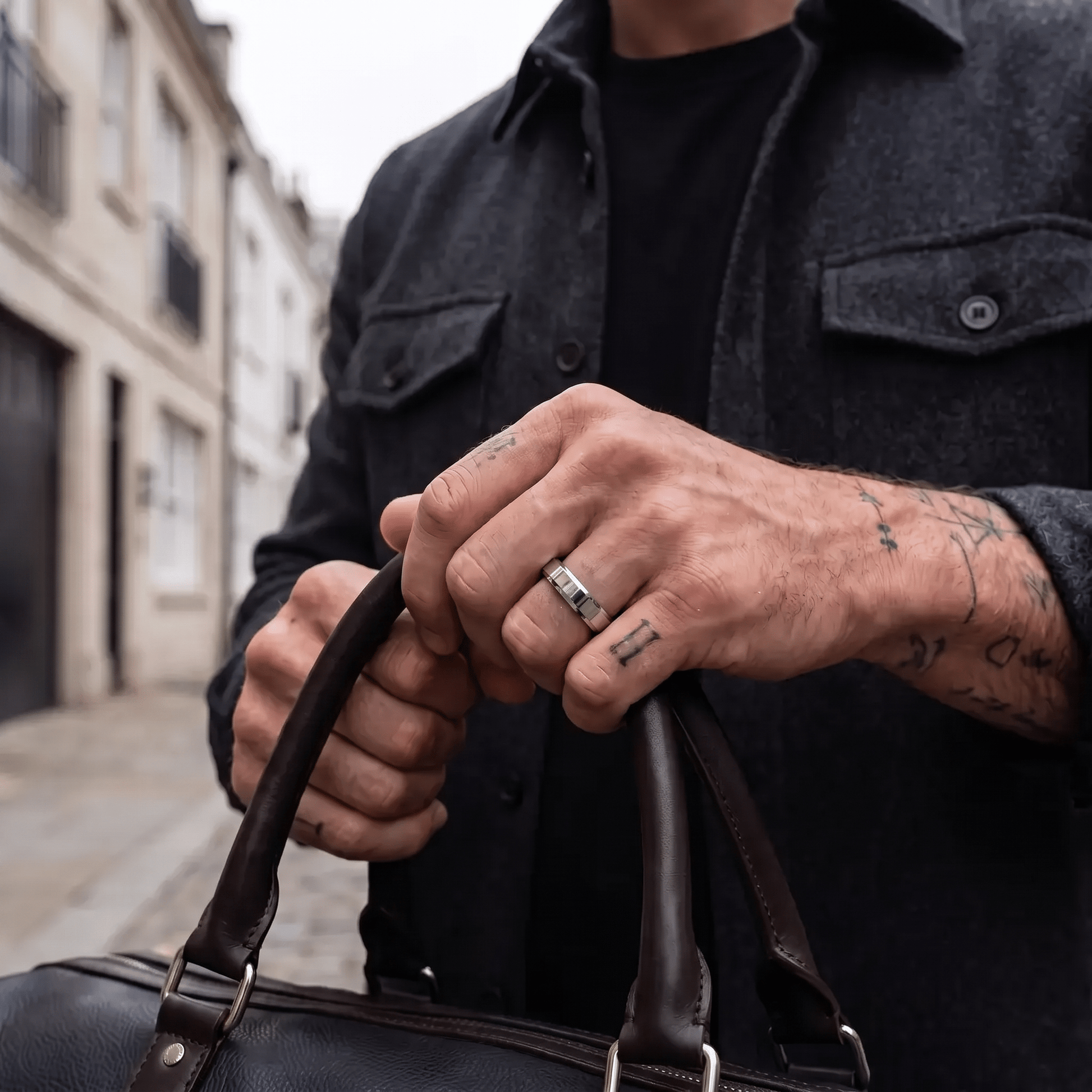 Personalised Men's 5mm Bevelled Titanium Wedding Ring - Forge & FoundryringForge & Foundry