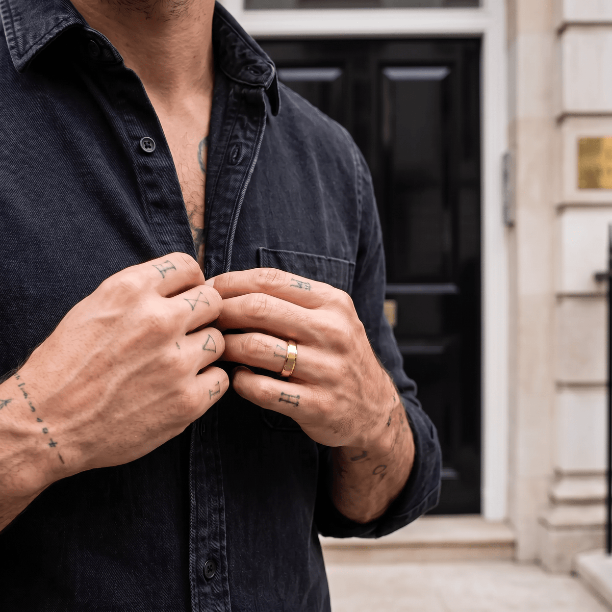 Personalised Men's 5mm Bevelled Titanium Wedding Ring - Forge & FoundryringForge & Foundry