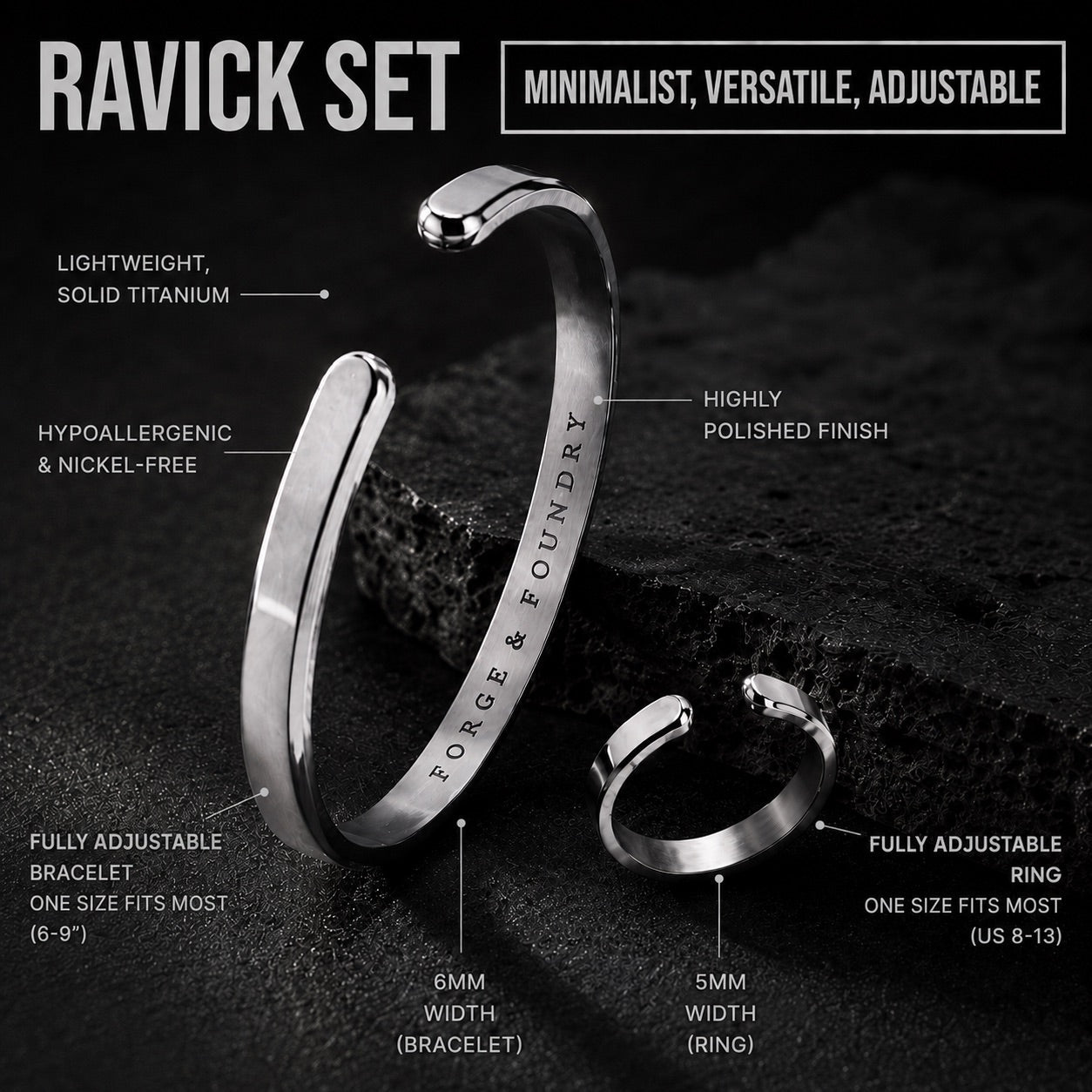 PERSONALISED RAVICK CUFF AND RING SET - Forge & FoundryPersonalisedForge & Foundry
