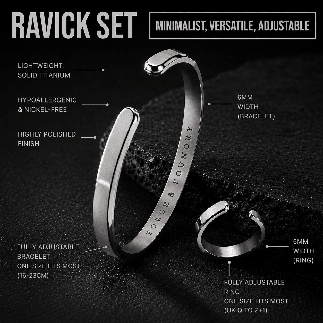 PERSONALISED RAVICK CUFF AND RING SET - Forge & FoundryPersonalisedForge & Foundry