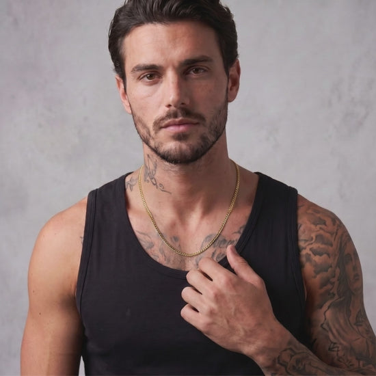 Men's minimalist gold Cuban link chain necklace - Hatton by Forge & Foundry, product video