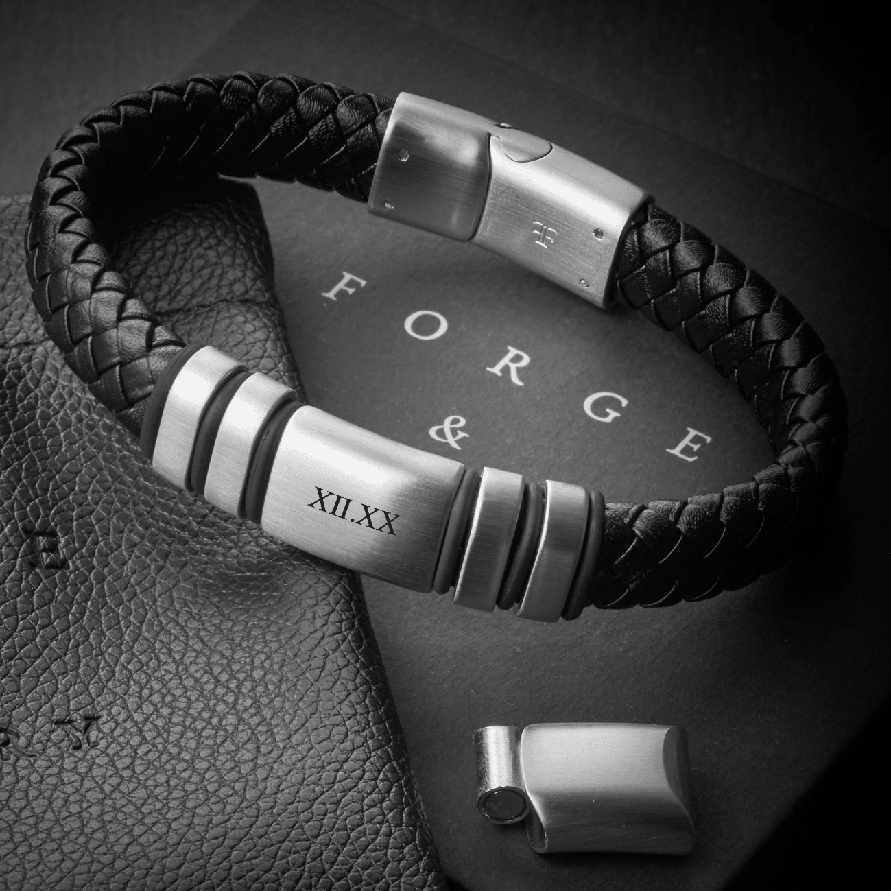Special Replacement Service - Navarro [Single Leather - Silver - Personalized] - Forge & FoundrybraceletForge & Foundry