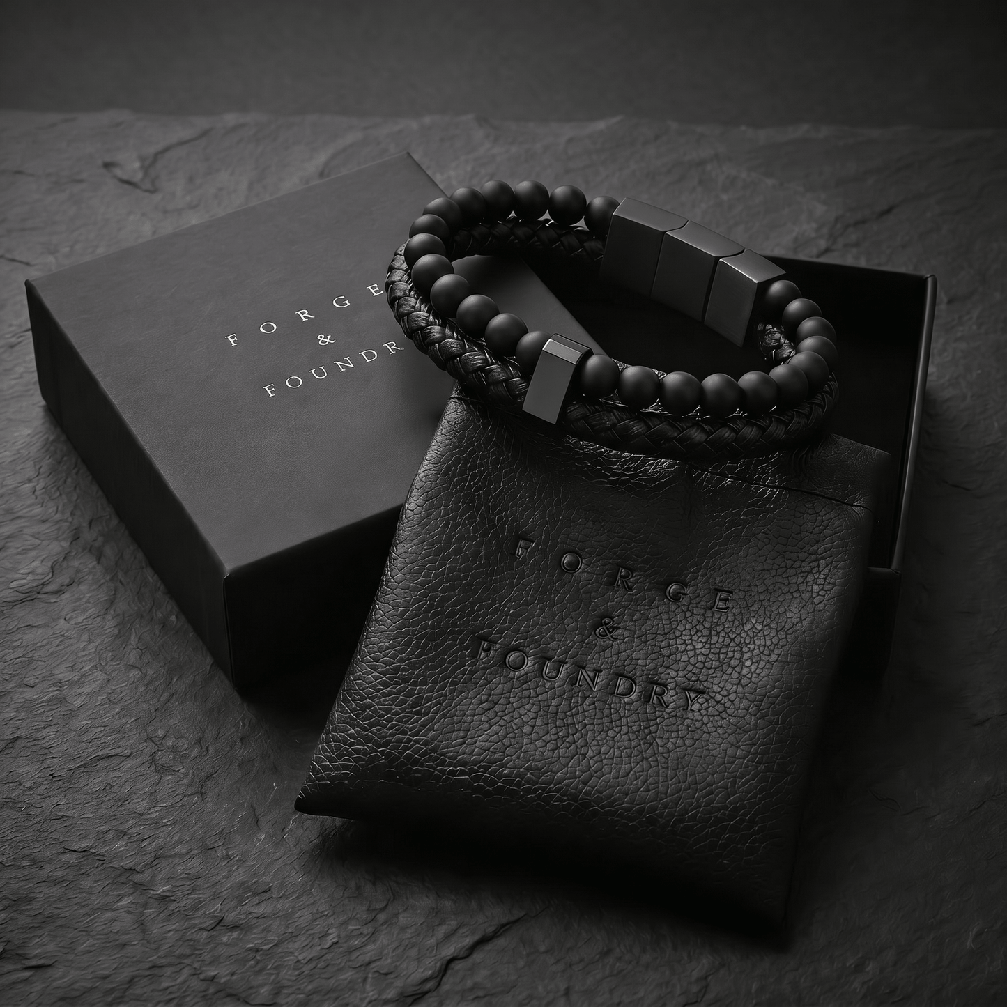 Men's leather and bead bracelet - Valen by Forge & Foundry, view 19