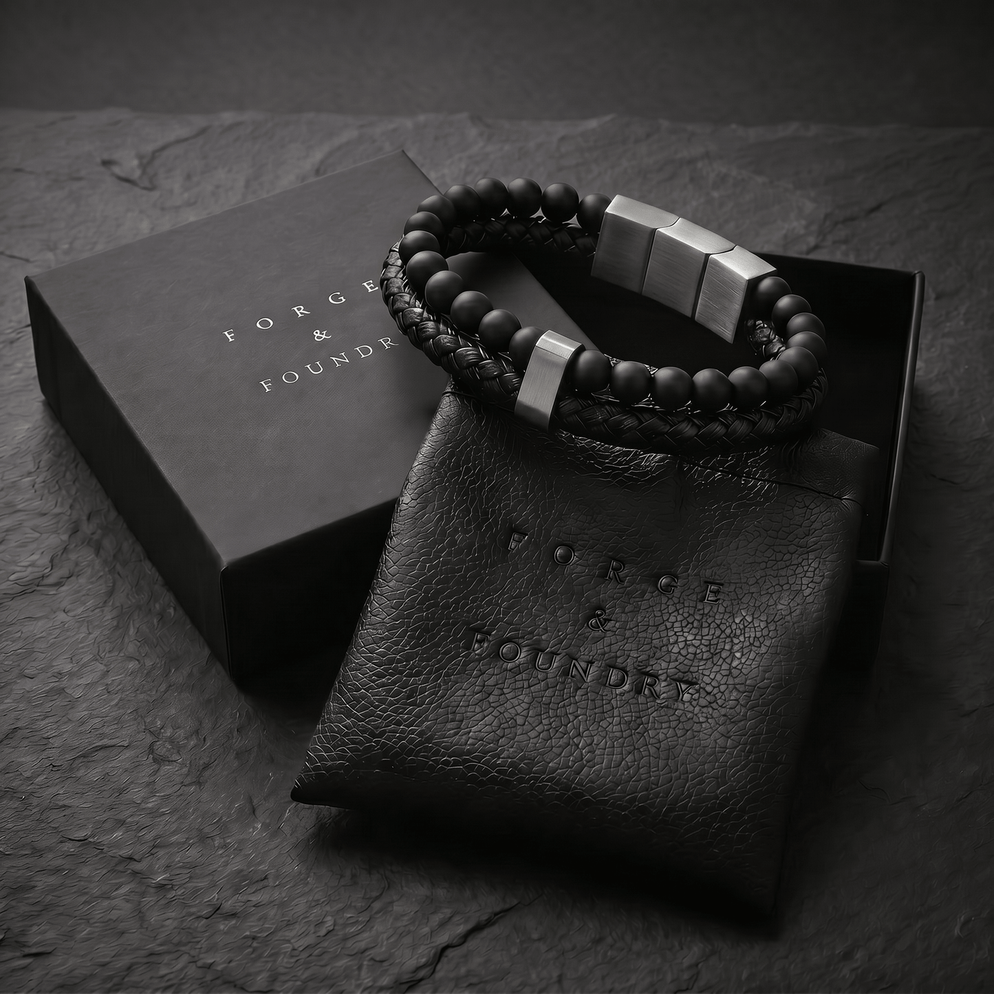 Men's leather and bead bracelet - Valen by Forge & Foundry, view 17