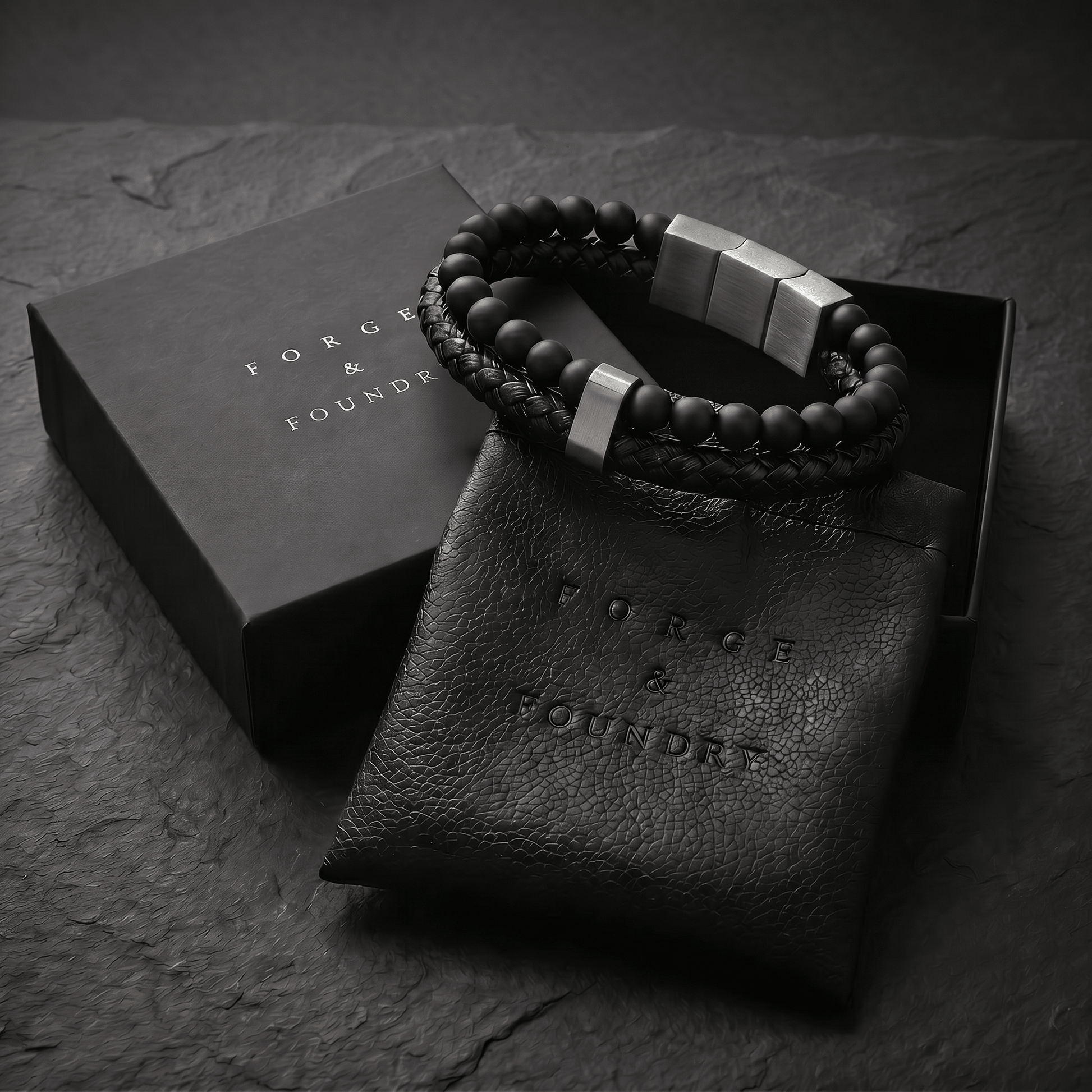 Men's leather and bead bracelet - Valen by Forge & Foundry, view 17