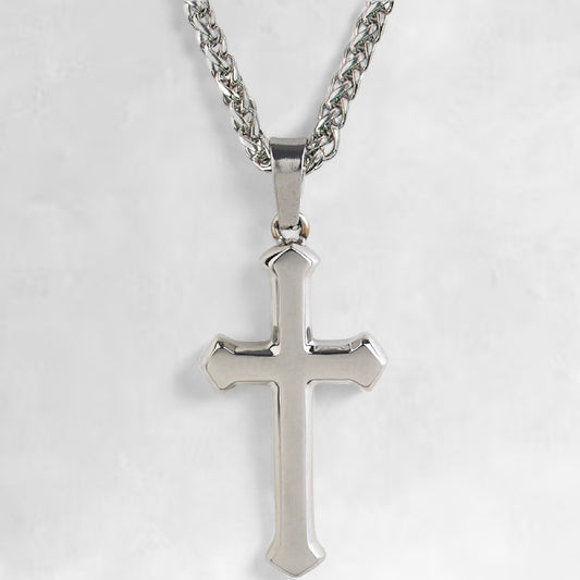 Men's silver cross pendant necklace