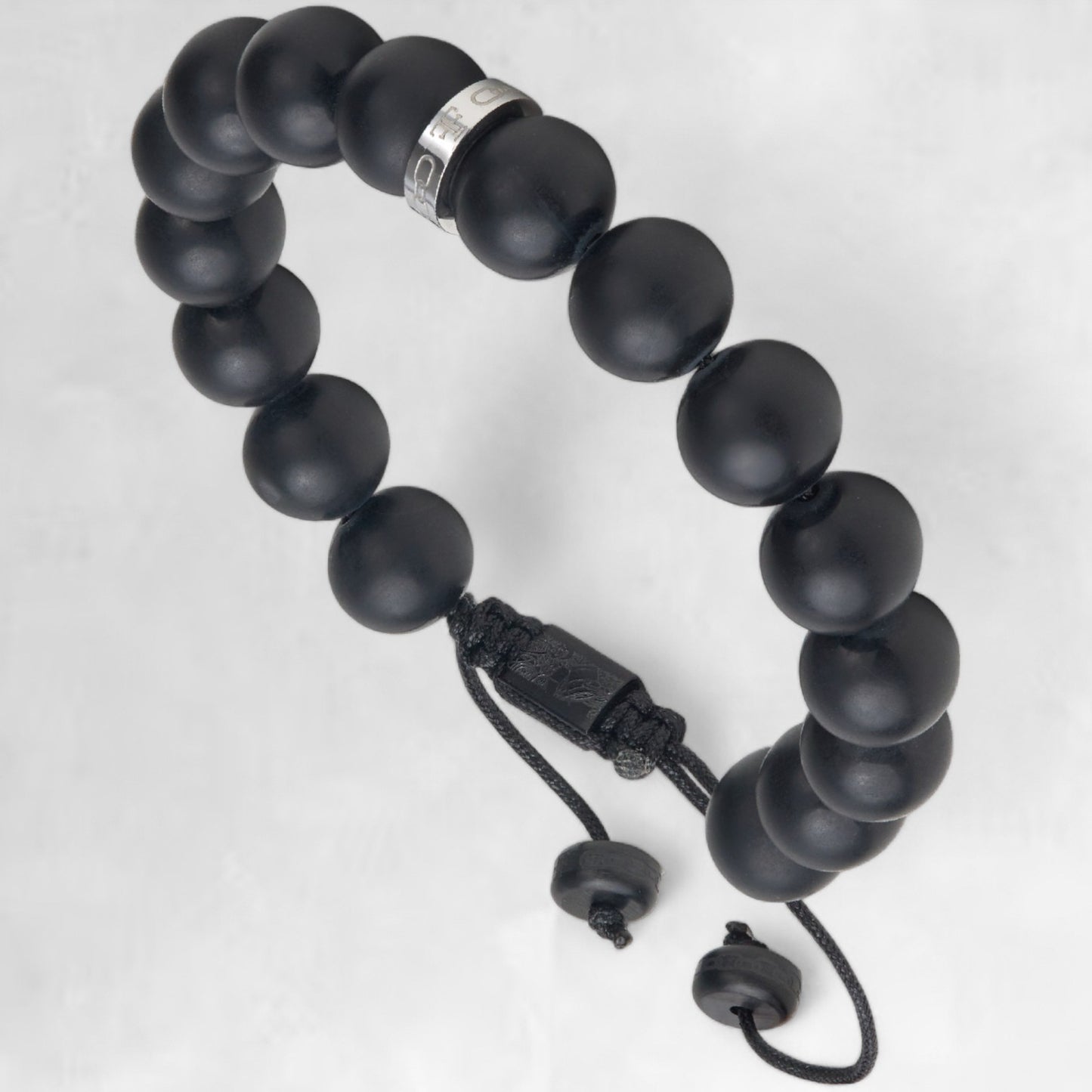 Men's adjustable onyx 10mm bead bracelet