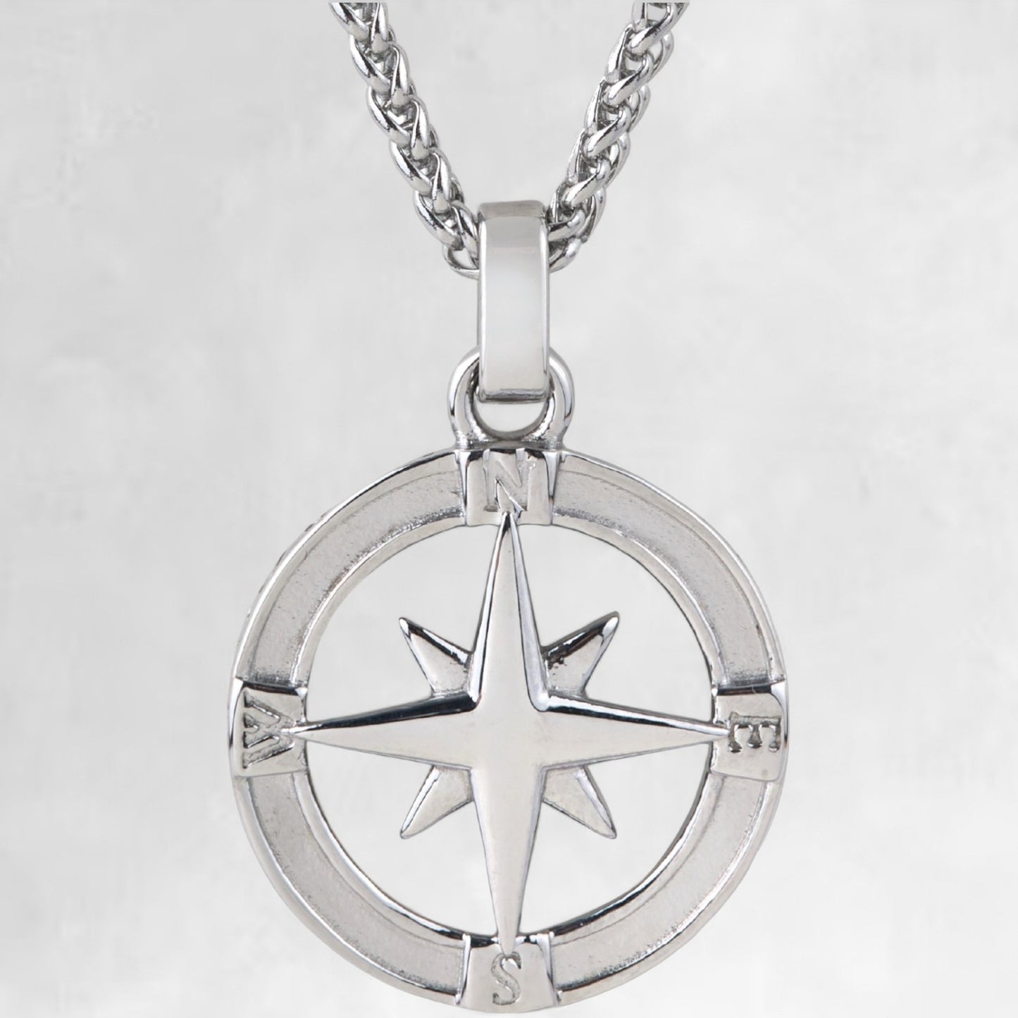 Men's silver North Star pendant necklace