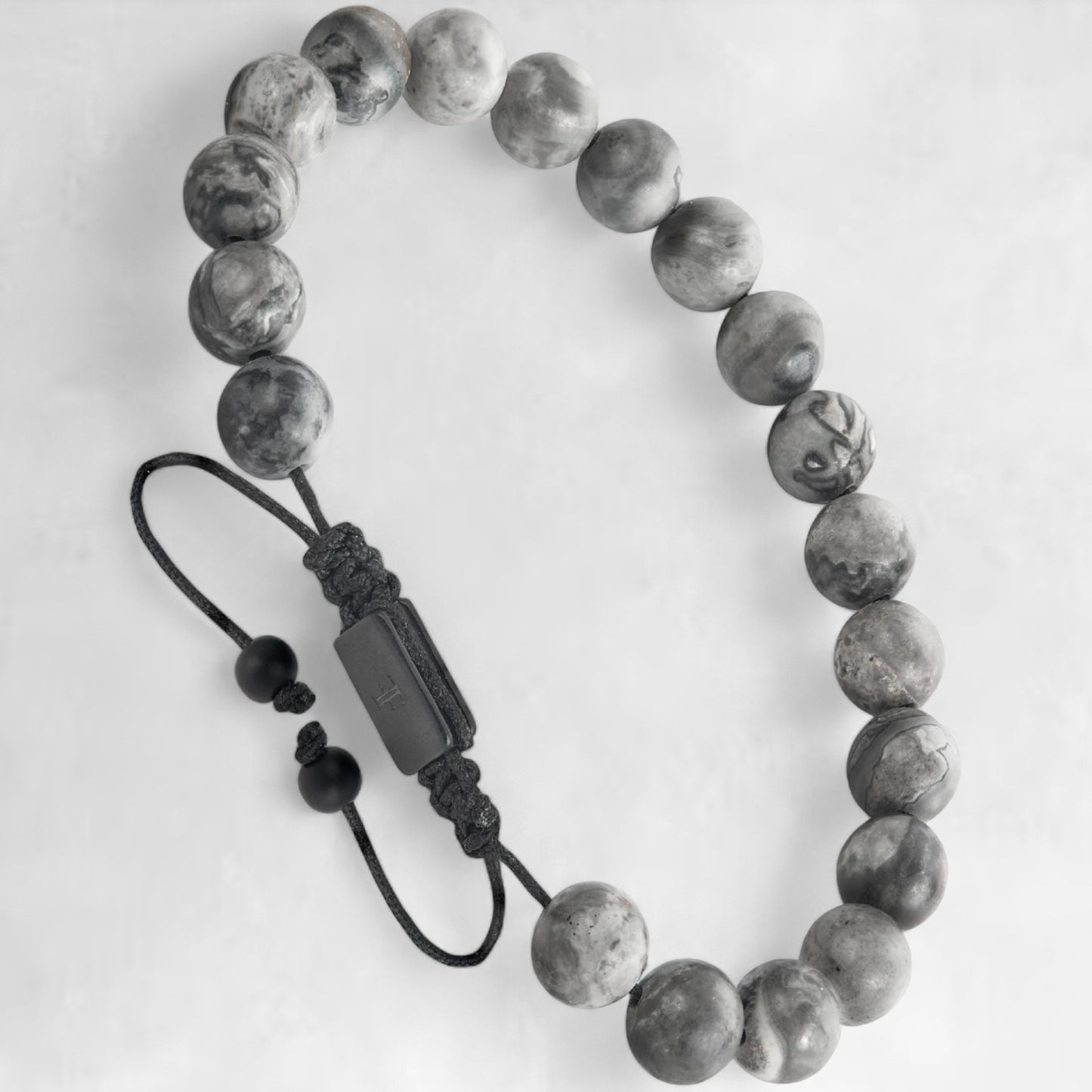 Men's adjustable 8mm jasper bead bracelet