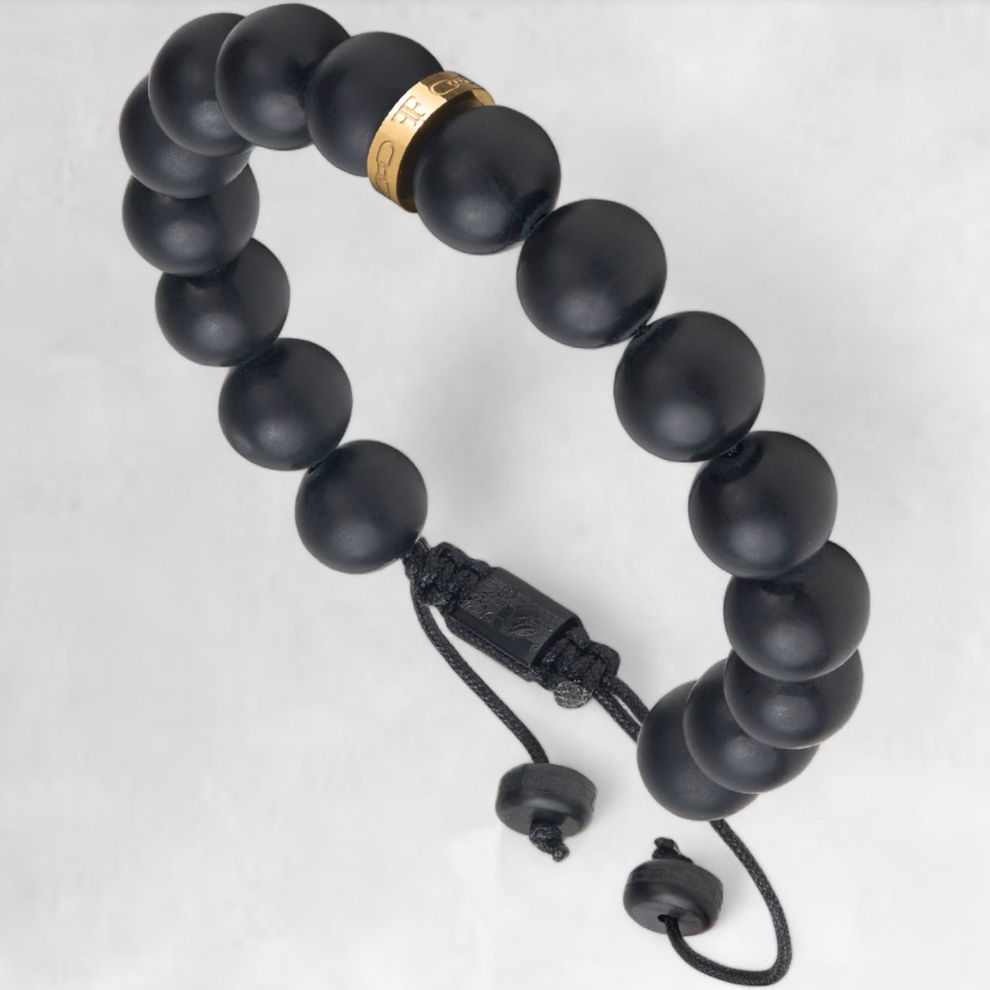 Men's adjustable 10mm onyx bead bracelet