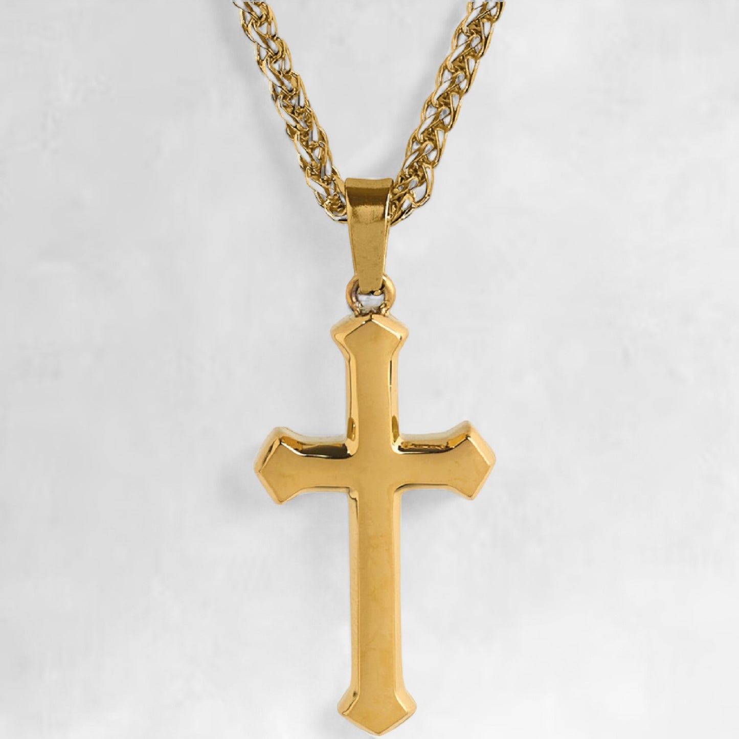 Men's gold cross pendant necklace