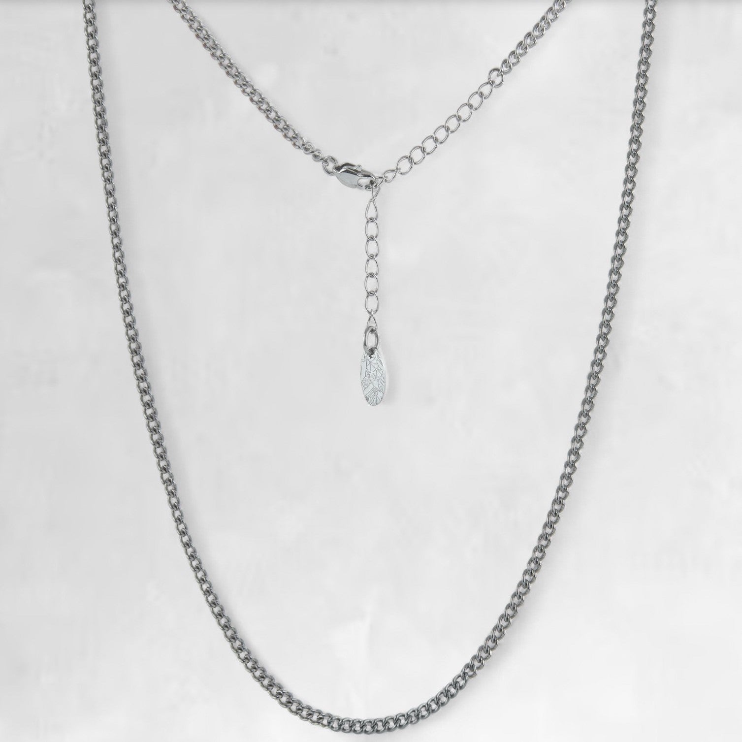 Men's silver cuban layering chain necklace