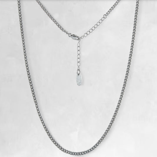 Men's silver cuban layering chain necklace