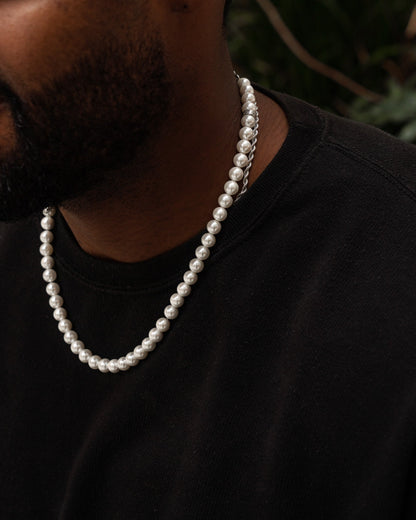 10mm Shell Pearl Necklace "FORTIER" - Silver