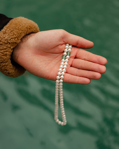 8mm Shell Pearl Necklace - Aventurine