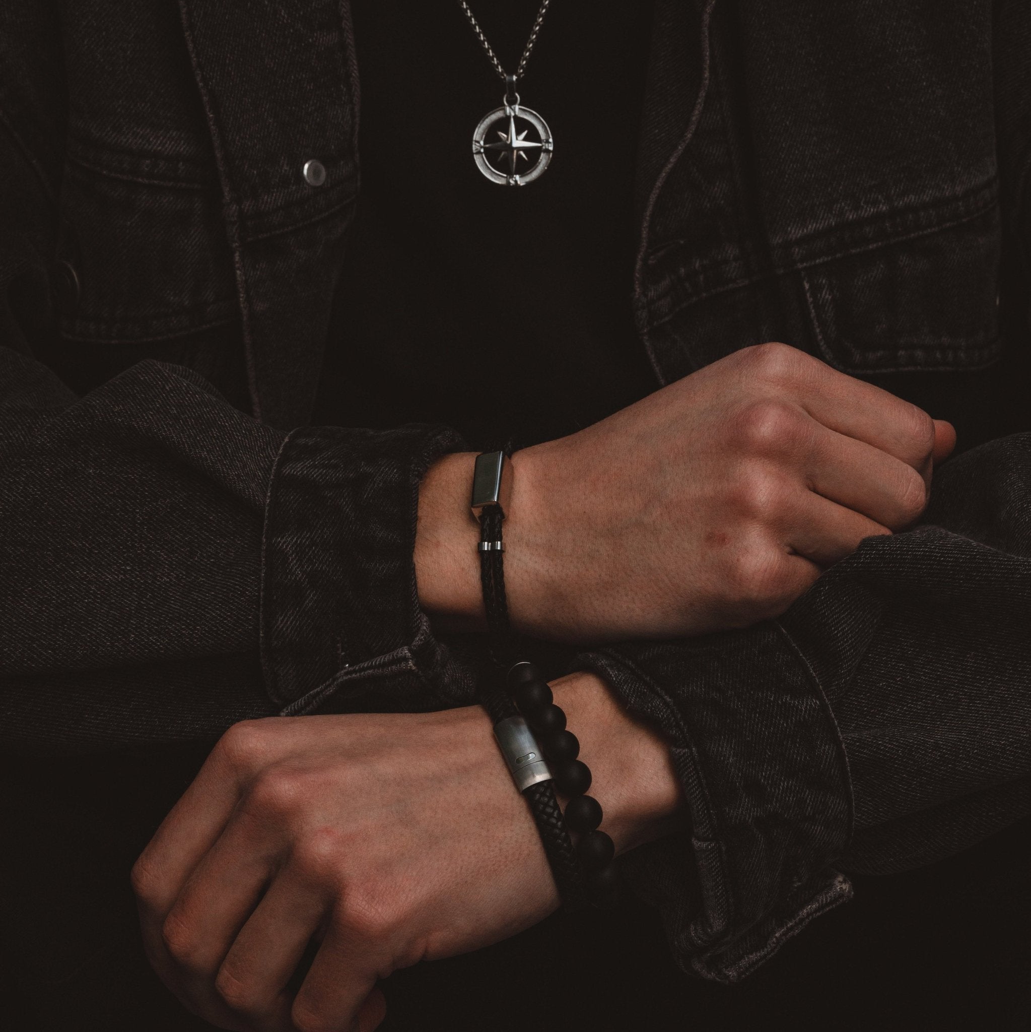 Black Woven Leather Adjustable Bracelet | Men's Designer Jewelry